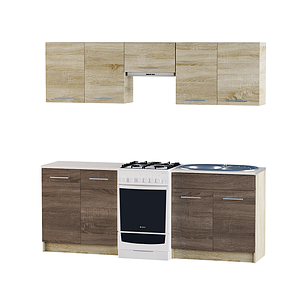 Кухня 2,1м ЕКО 2101 Сонома/Трюфель Без стільниці, фото 1