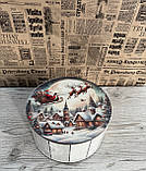 Подарунковий бокс з кришкою малий круглий Новорічний, фото 2