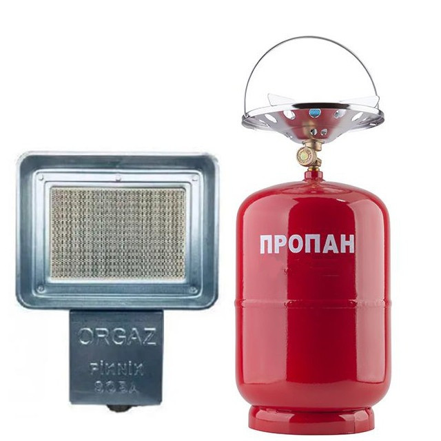 Газовий балон 12 л із пальником і газовим нагрівачем