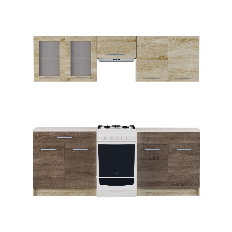 Кухня 2,1м ЕКО 2102 зі стільницею  Сонома/Трюфель