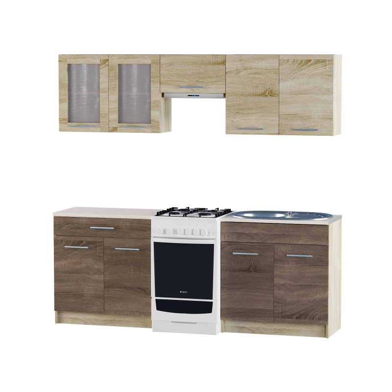 Кухня 2,1м  ЕКО 2102  Сонома/Трюфель Без стільниці