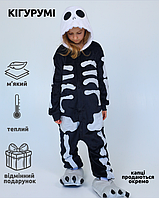 Детская пижама кигуруми Скелет зимний костюм Kigurumi для Хэллоуина для мальчика и девочки