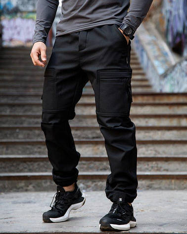Міські карго штани софтшел HE black ПП7938, фото 1