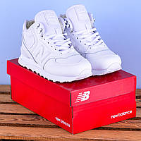 Зимові кросівки черевики New Balance 574 білі шкіряні з хутром