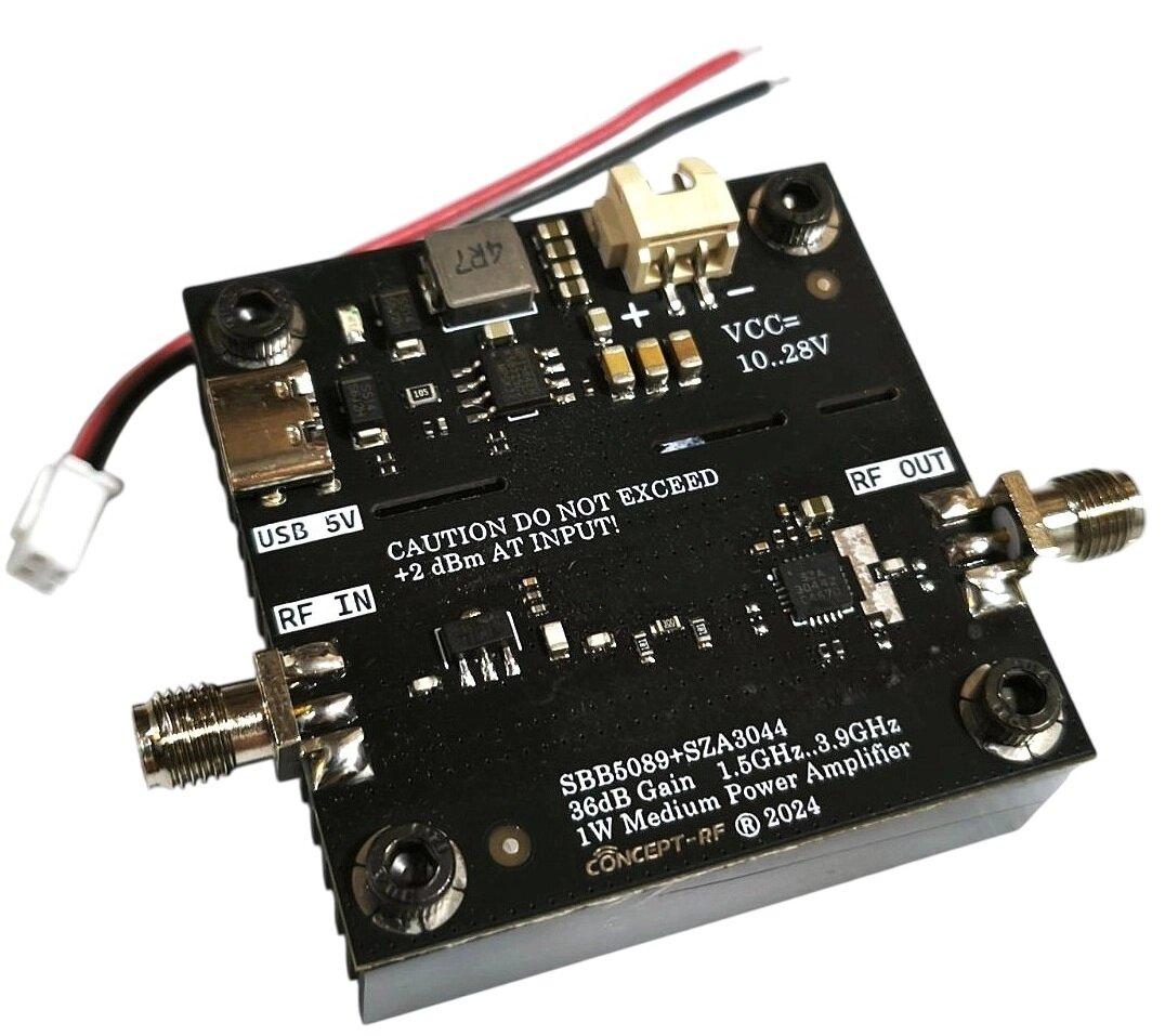 Підсилювач потужності 1.5GHz-3.9GHz 1W 36dB SBB5089 SZA3044, DC10V-28V, SMA-female