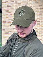 Бейсболка олива з гербом новий брендовий чоловічий стильний аксесуар для активного відпочинку