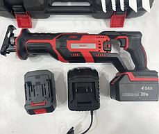 Акумуляторна шабельна пила AL-FA ALCRC36V 36В 4Ah безщіткова електроножівка з пилками кейсом і зарядним пристроєм, фото 2