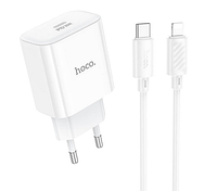 Мережевий зарядний пристрій PD30W (1USB-C) + кабель Type-C to Lightning - White