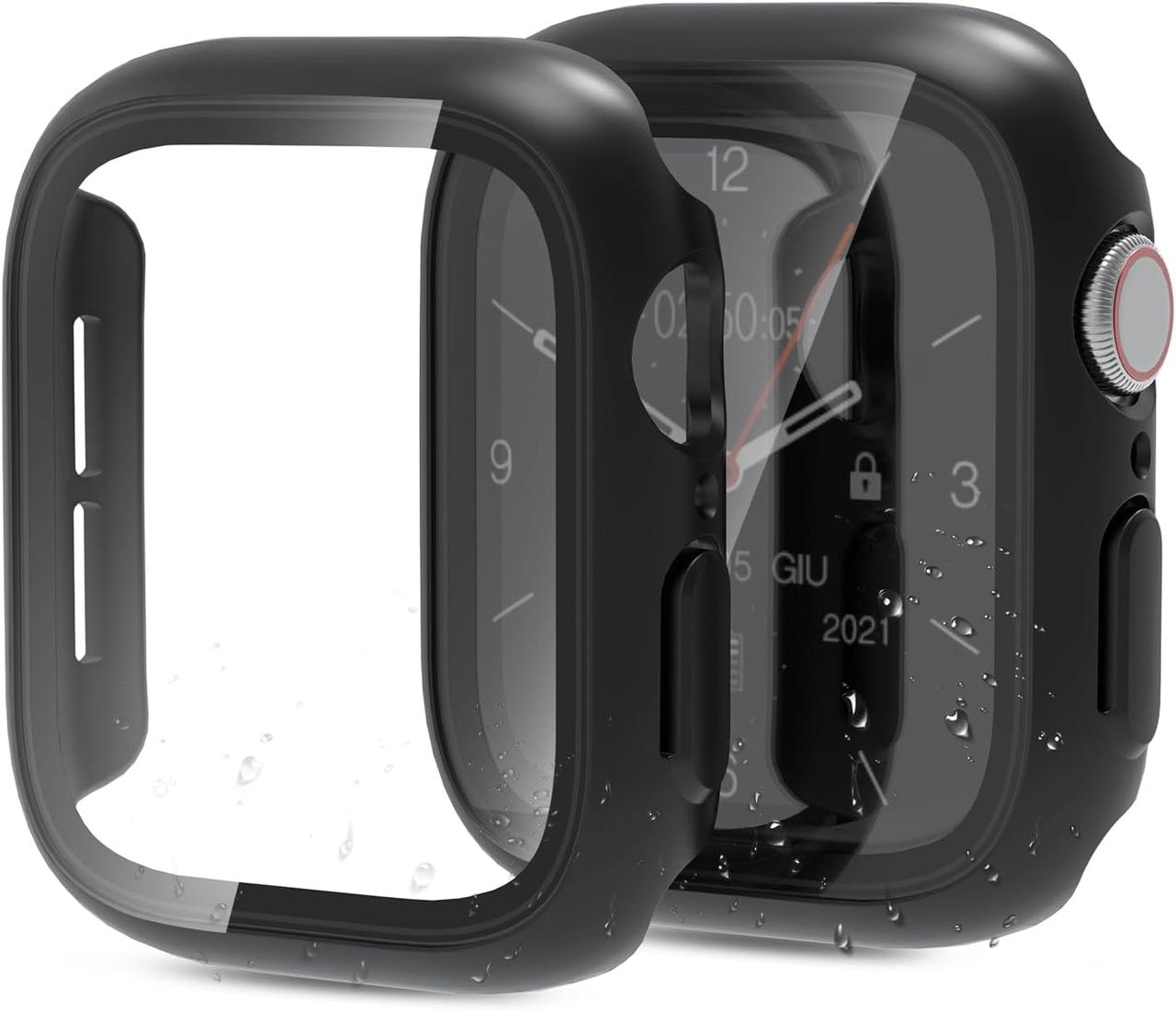 BERSEM - Водонепроникний чохол для Apple Watch SE / Series 6 / 5 / 4 (40 мм). Загартоване скло, повний захист, прозорий, 2 шт., фото 1