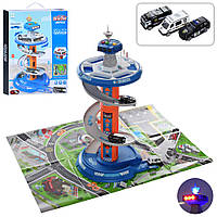 Ігровий набір Поліцейський гараж з треком, світло і звук, 3 металеві машинки 1:64, 26 деталей