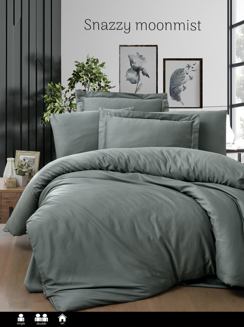 Постільна білизна Issi Home сатин люкс євро розмір Snazzy moonmist, фото 1