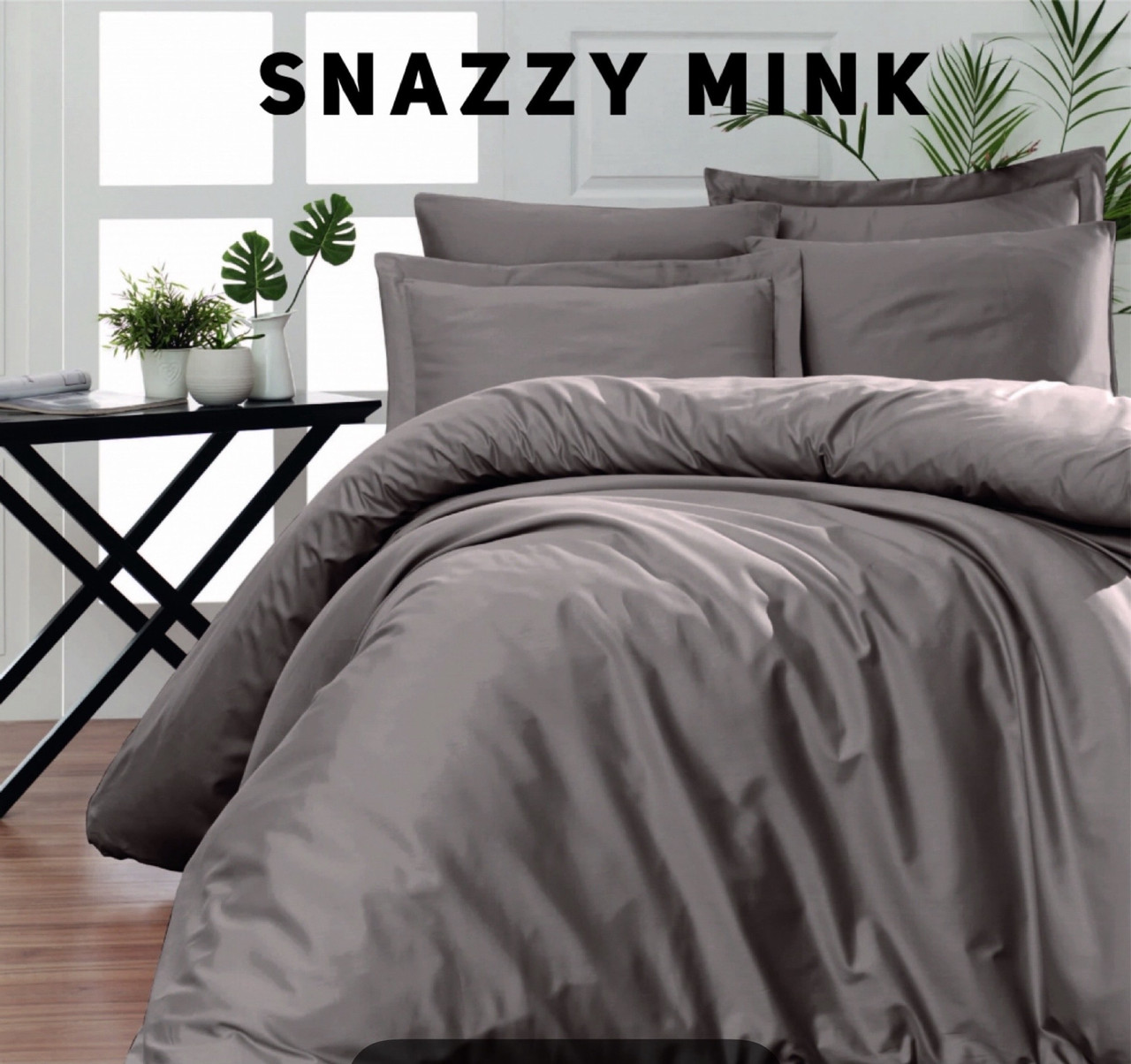 Постільна білизна Issi Home сатин люкс євро розмір Snazzy mink, фото 1