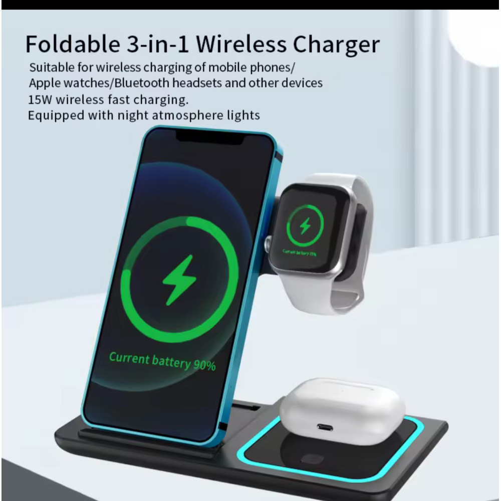 Бездротова зарядна станція 3 в 1 AND XL-1495, фото 1