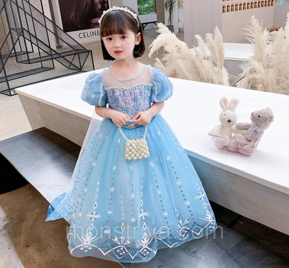 Чарівний Карнавальний костюм принцеси Ельзи + корона,рукавички, чарывна палочка, фото 1