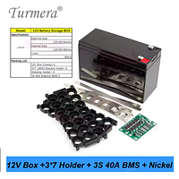 Комплект для збірки акумулятора 12V 7A від 3 до 21 шт 18650 / Акумуляторна коробка Turmera 12 В 3X7 18650