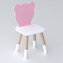 Дитячий стільчик ведмедик 26.5х26х25см, стілець для дитини, білий з рожевим