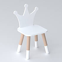 Дитячий дерев'яний стільчик принцеса 26.5х26х25см, стілець для дитини, білий