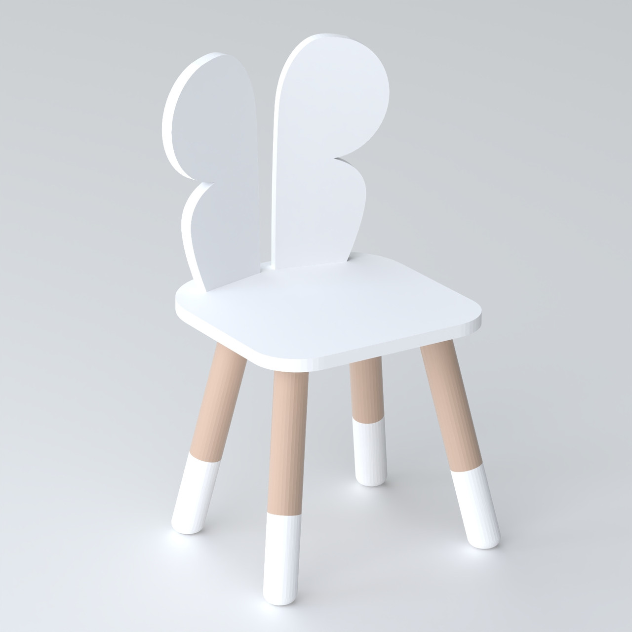 Дитячий стільчик метелик 26.5х26х25см, стілець у дитячу кімнату до 7 років, білий