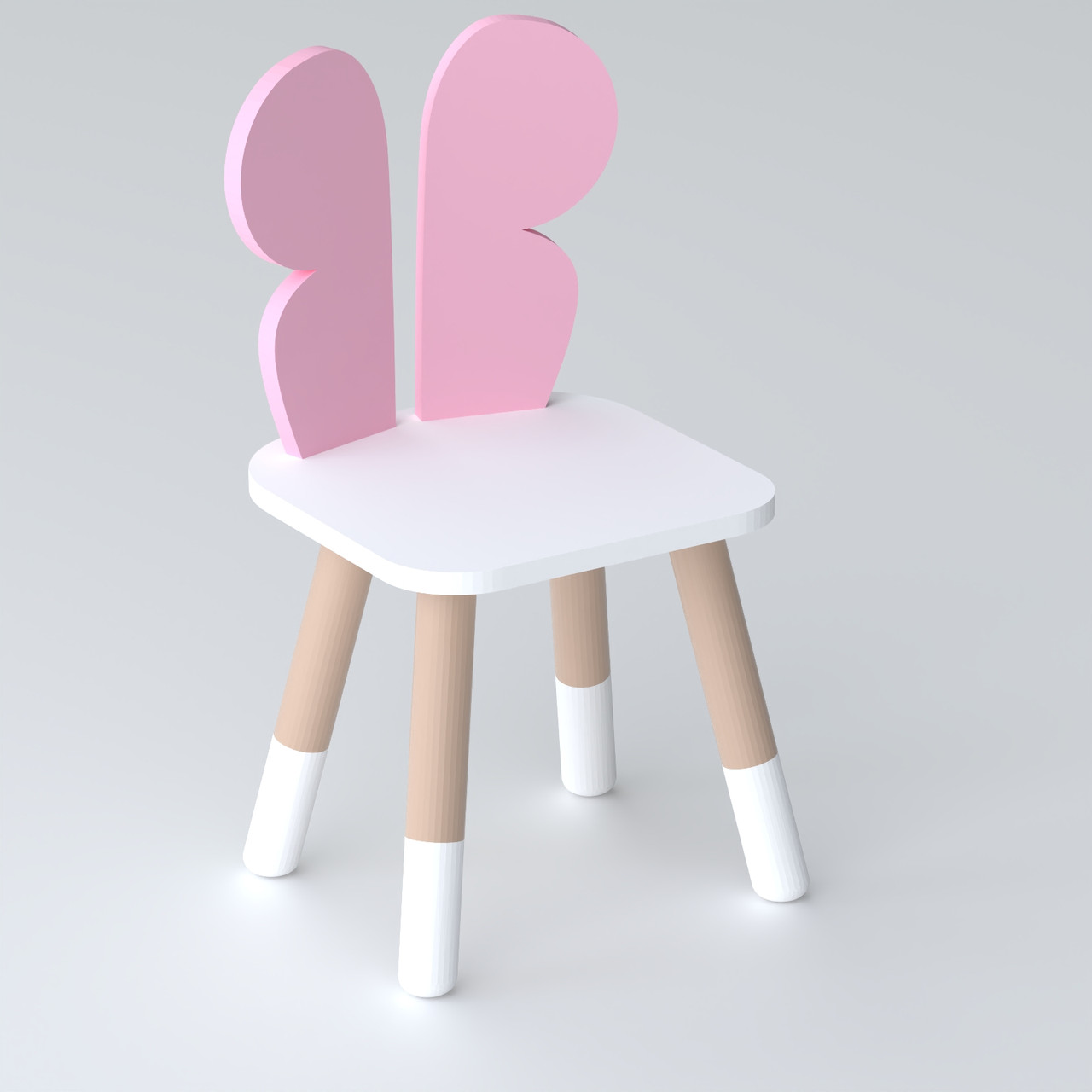 Дитячий стільчик метелик 26.5х26х25см, стілець у дівчачу кімнату, білий з рожевим