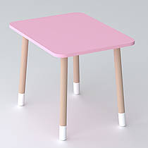 Дитячий прямокутний столик 46х60х45, стіл для дитячої кімнати, рожевий