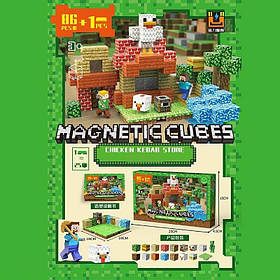 Магнітний конструктор Майнкрафт Minecraft Кебабна лавка 87 елементів 2 фігурки ребро кубика 2 см (4112)