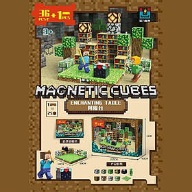Магнітний конструктор Майнкрафт Minecraft Стіл Зачарувань 37 елементів 2 фігурки ребро кубика 2 см (4104)