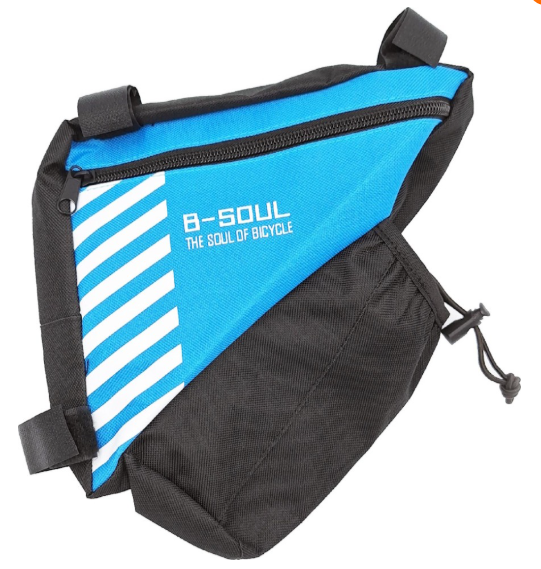 Велосумка B-SOUL BAO009 на раму трикутник 220х260 мм з віділенням для фляги чорний/синій, фото 1