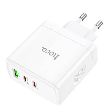 Мережевий зарядний пристрій Hoco N30 Glory PD65W 3-port (2C1A) Charge White