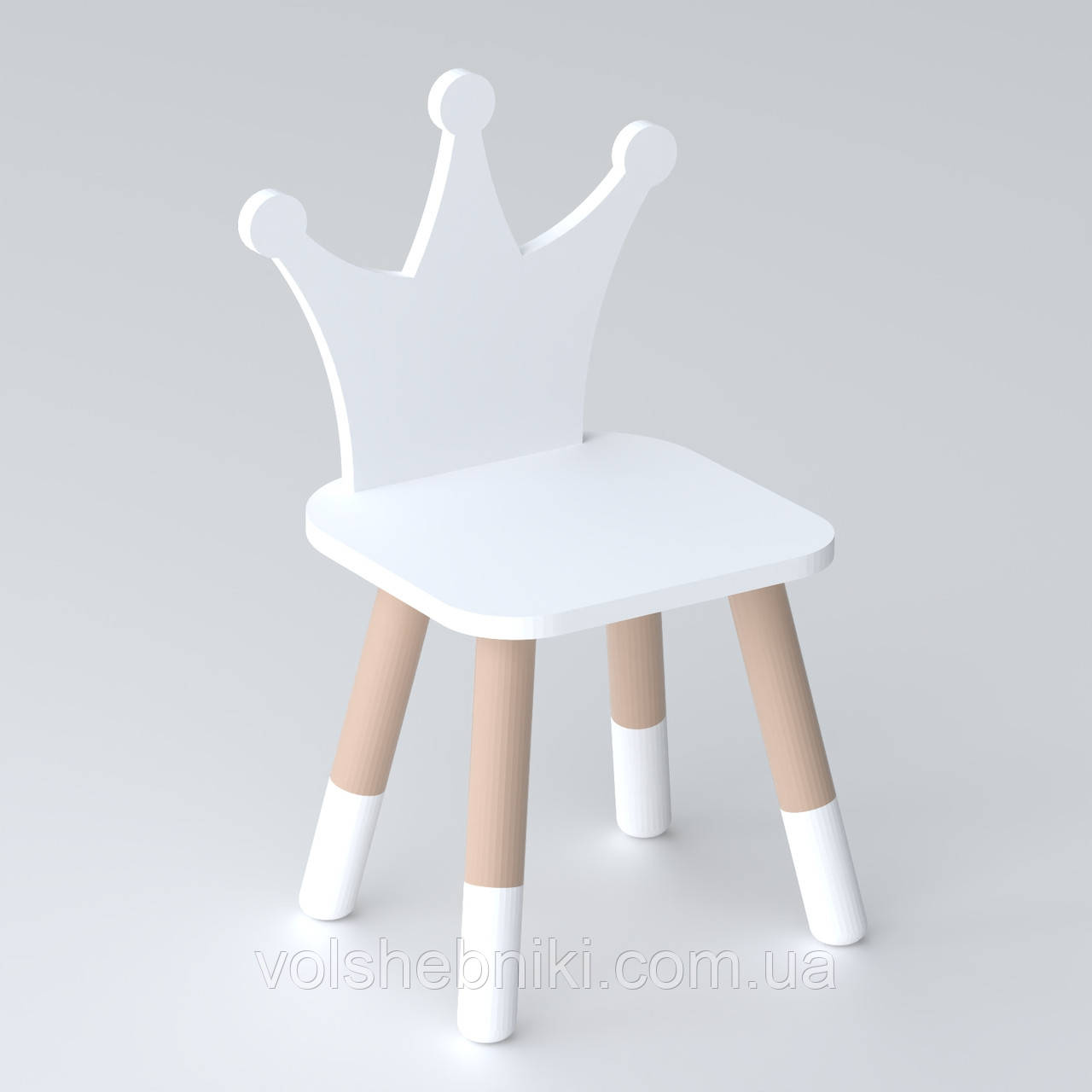 Дитячий дерев'яний стільчик принцеса 26х26х24см, стілець для дитини, білий, фото 1