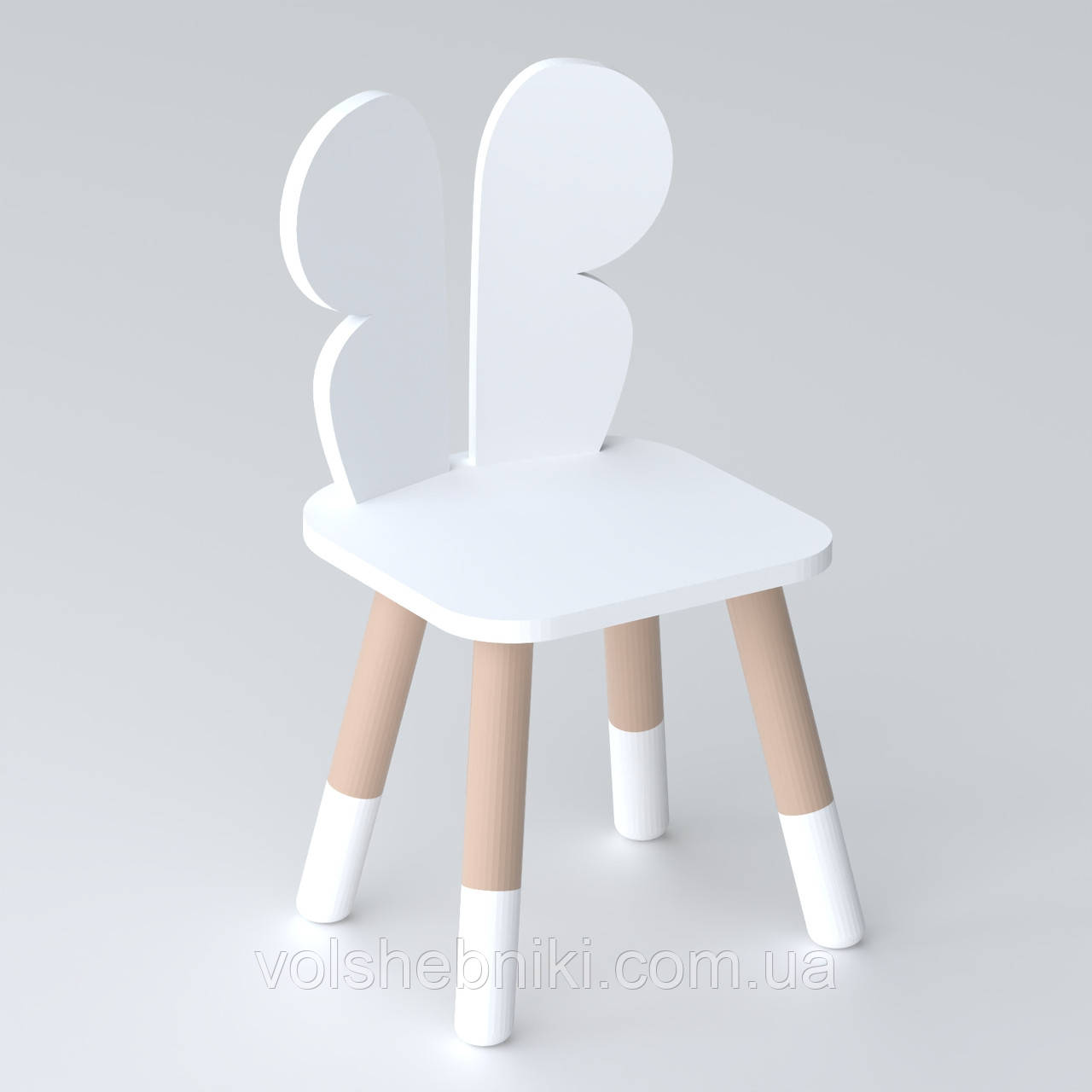 Дитячий стільчик метелик 26х26х24см, стілець у дитячу кімнату до 7 років, білий