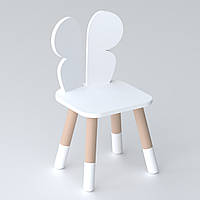 Дитячий стільчик метелик 26х26х24см, стілець у дитячу кімнату до 7 років, білий