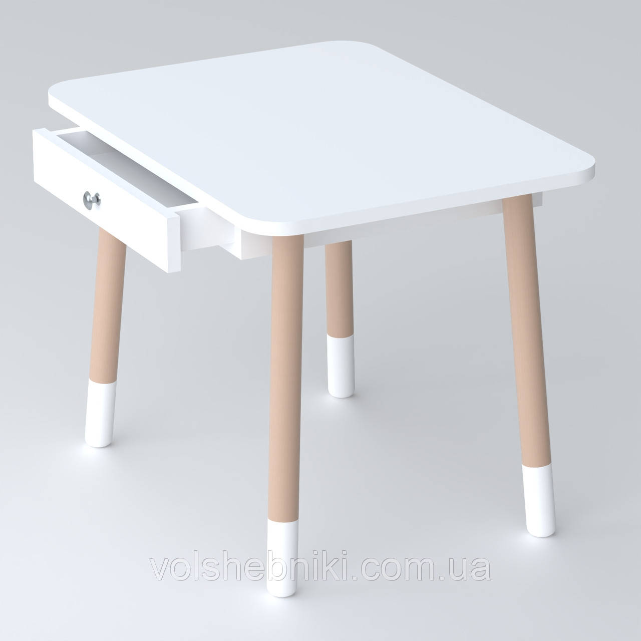 Дитячий столик з висувним ящиком 46х60х45, стіл трюмо в дитячу кімнату, білий