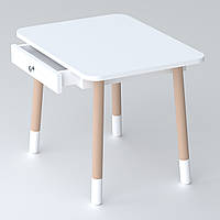 Дитячий столик з висувним ящиком 46х60х45, стіл трюмо в дитячу кімнату, білий