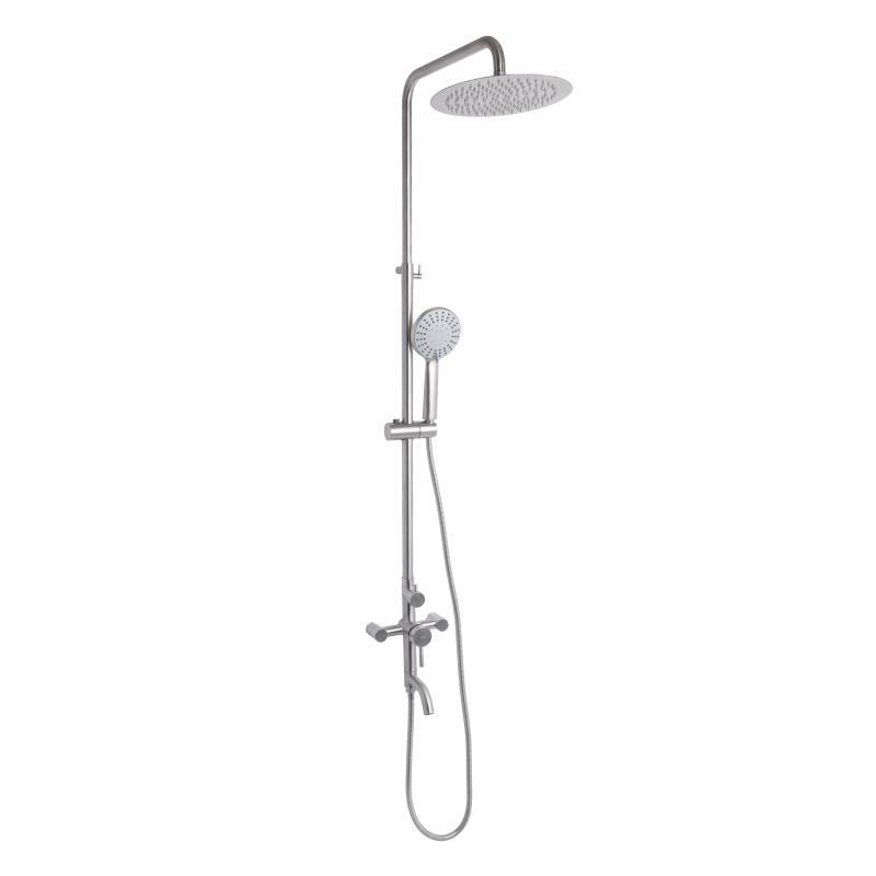 Душевая система универсальная Lidz Aria 1030 на три потребителя (с изливом) (k35) LDARI1030NKS34932 Nickel, фото 1