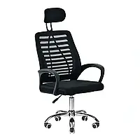 Крісло комп'ютерне 4Points Crystal стілець офісний з сітки тканини хромована основа для роботи офісу дому Чорний
