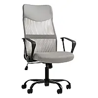 Крісло комп'ютерне 4Points Prestige стілець офісний з екошкіри сітки тканини металева основа для роботи офісу дому Сірий