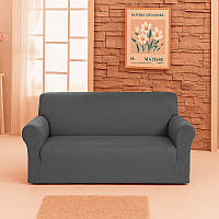 Чохол на диван 2-місний Велюр темно-сірий Love You