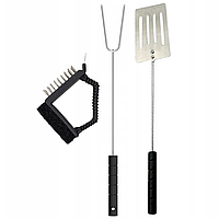 Набір інструментів для барбекю Grill Meister (лопатка + вилка + щітка для очищення)