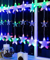 Гірлянда-штора Зорепад 60L на медному провіднику 3M*90CM Мультиколірна (XMAS) на XMAS.