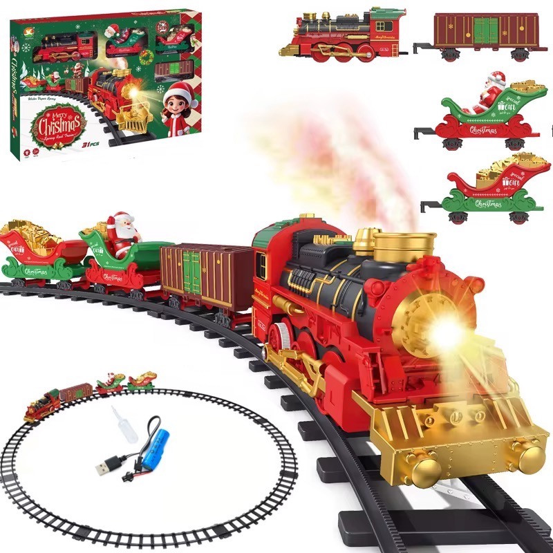 Залізниця різдвяна інтерактивна на акумуляторі (звуки, підсвітка, парогенератор) арт. 699-121 A, фото 1