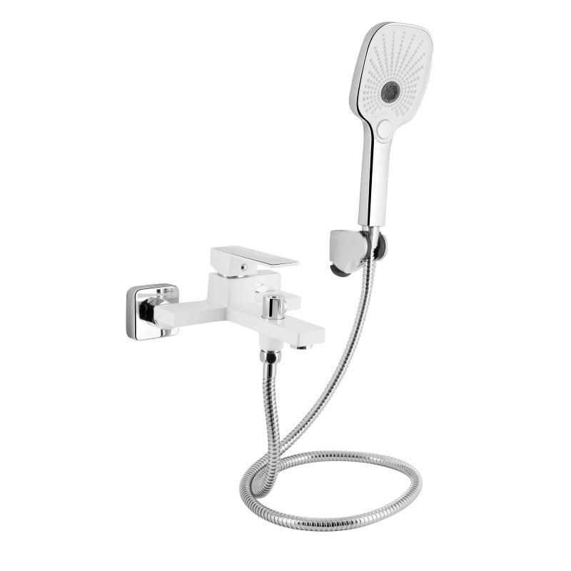 Змішувач для ванни Qtap Gemini (з душовим гарнітуром) QTGEM259CRW45683 Chrome/White, фото 1