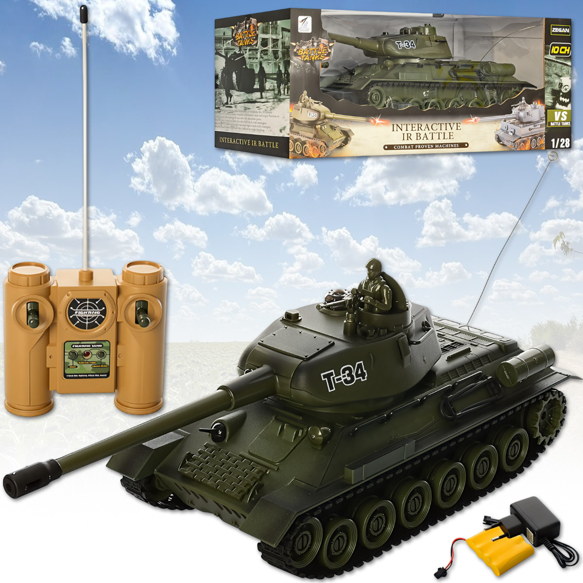 Іграшковий Танк на радіокеруванні 99809 зі звуковими та світловими ефектами 26 см, фото 1