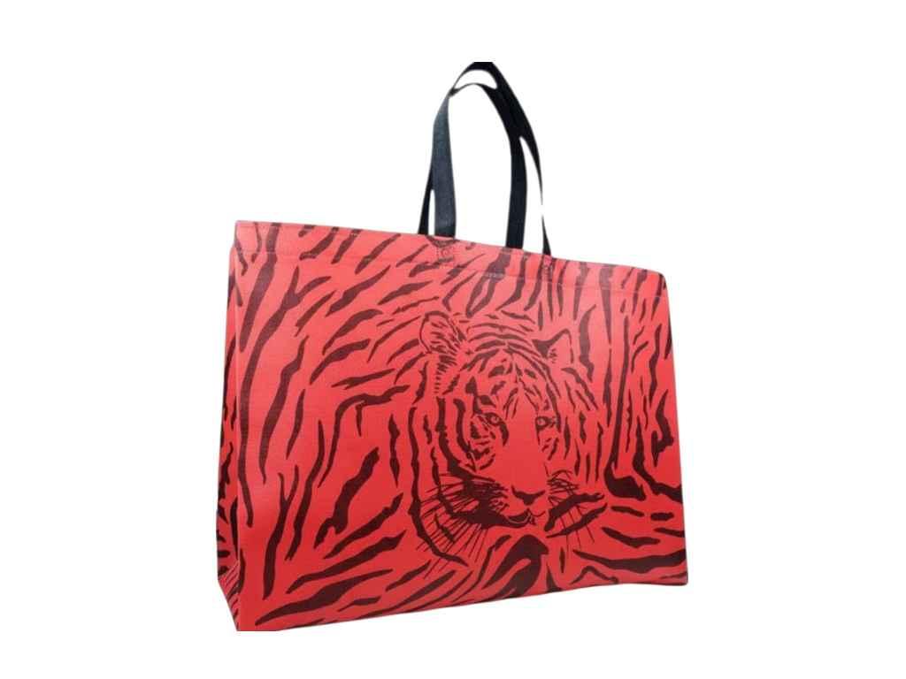 Еко сумка Скумка Тигр 83гр червоний 154 Без замка 500x370х(2*100)(1*30) 500мм ТМ RendPak, фото 1