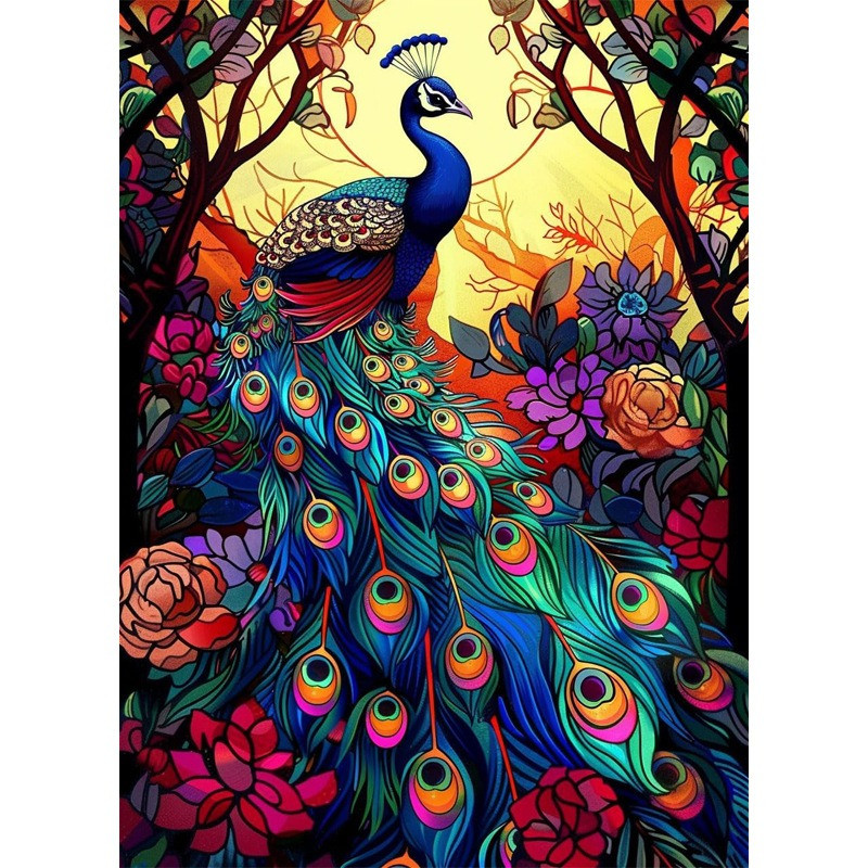 Алмазна мозаїка "Павлін", картина стразами, 30*40 см у коробочці