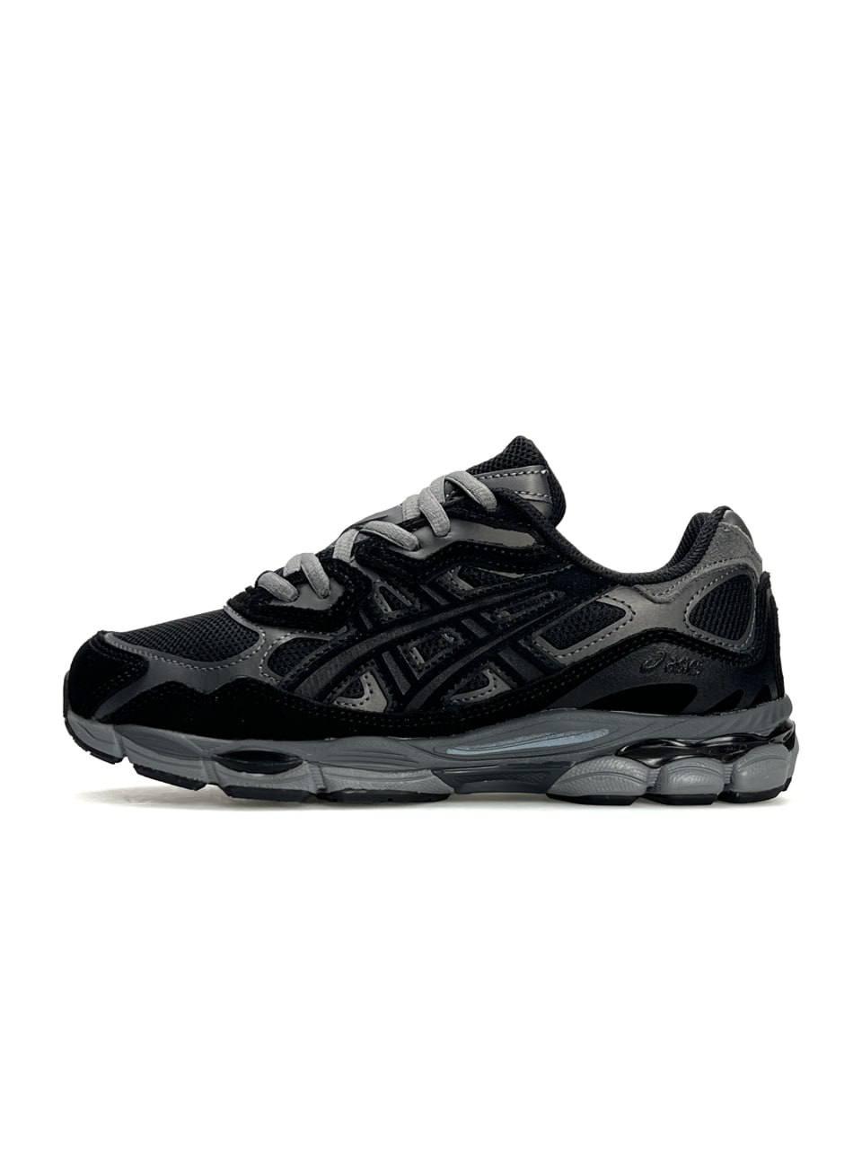 Жіночі кросівки замша шкіра сітка ASICS Gel-NYC Black Silver Grey, кеди жіночі чорні весна осінь. Жіноче взуття