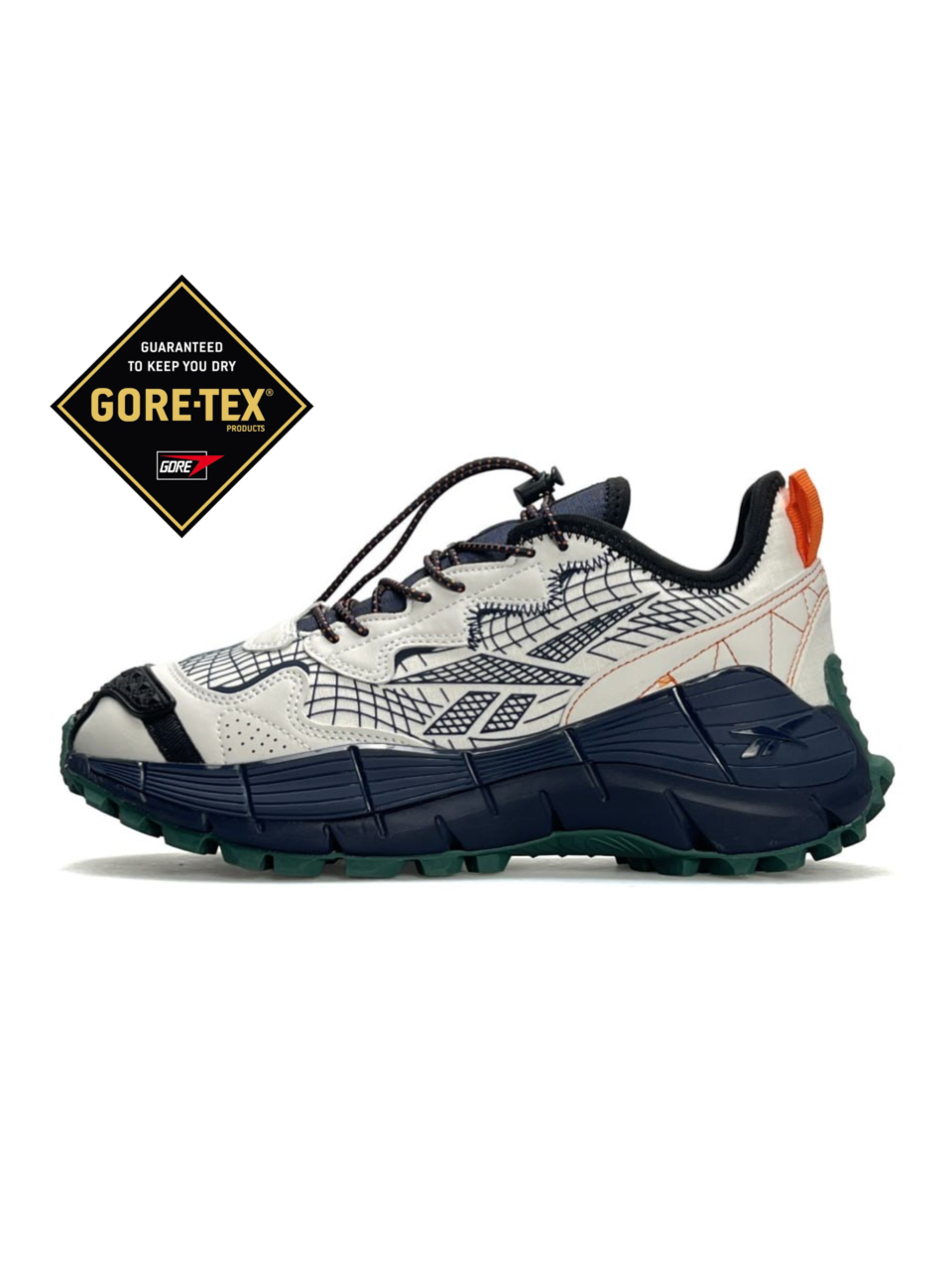 Чоловічі кросівки шкіра текстиль Reebok Zig Kinetica 2.5 Edge GTX Beige Navy, кеди Рибок. Чоловіче взуття
