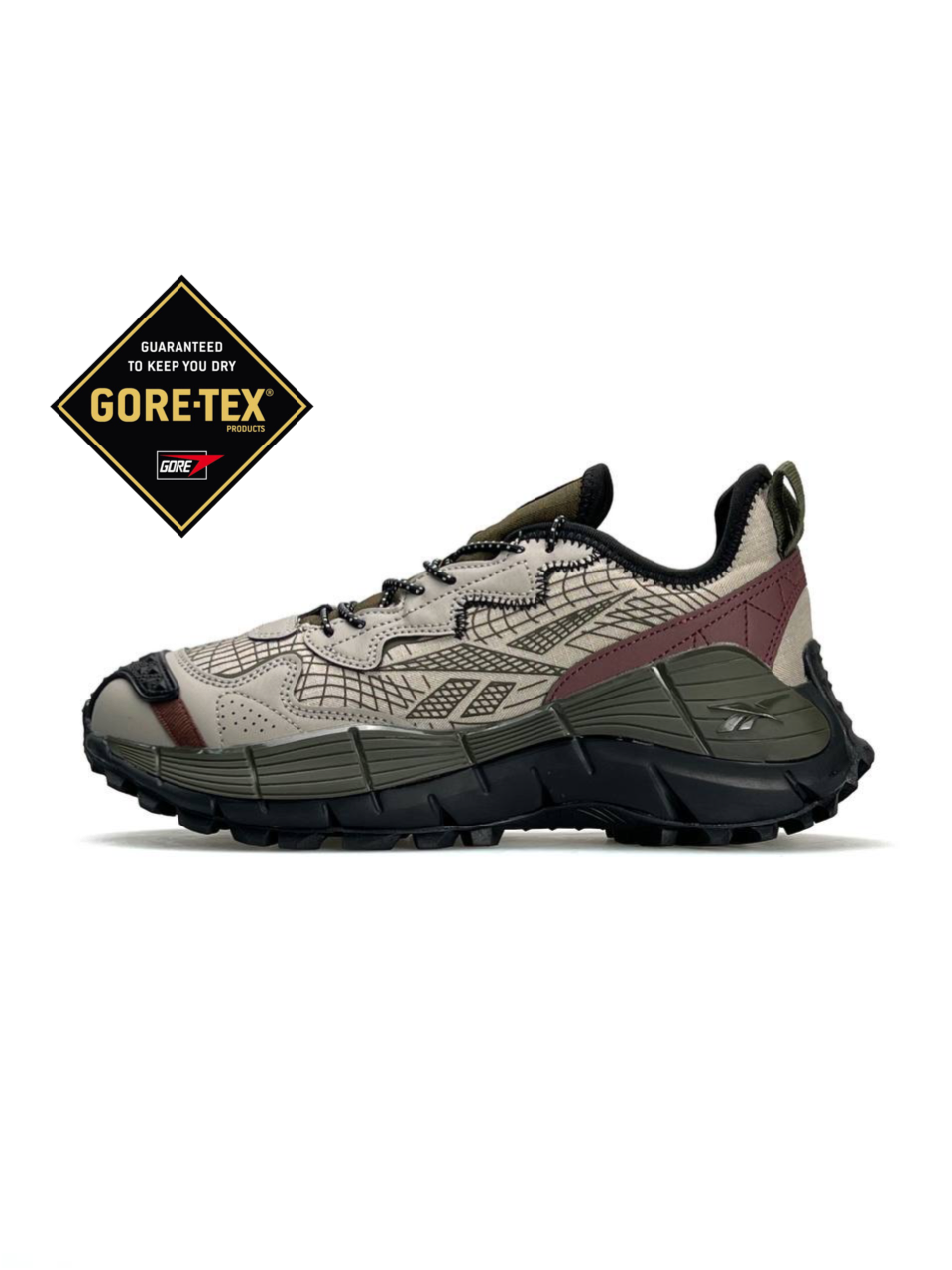 Чоловічі кросівки шкіра текстиль Reebok Zig Kinetica 2.5 Edge Beige Brown, кеди термобежеві. Чоловіче взуття