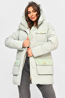Куртка жіноча однотонна зимова м'ятного кольору 207699M