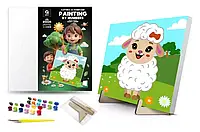 Набір для малювання за номерами 25x25 см "Весела овечка" з дерев'яною підставкою QB900-078