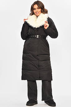 Куртка жіноча подовжена зимова чорного кольору 207702M